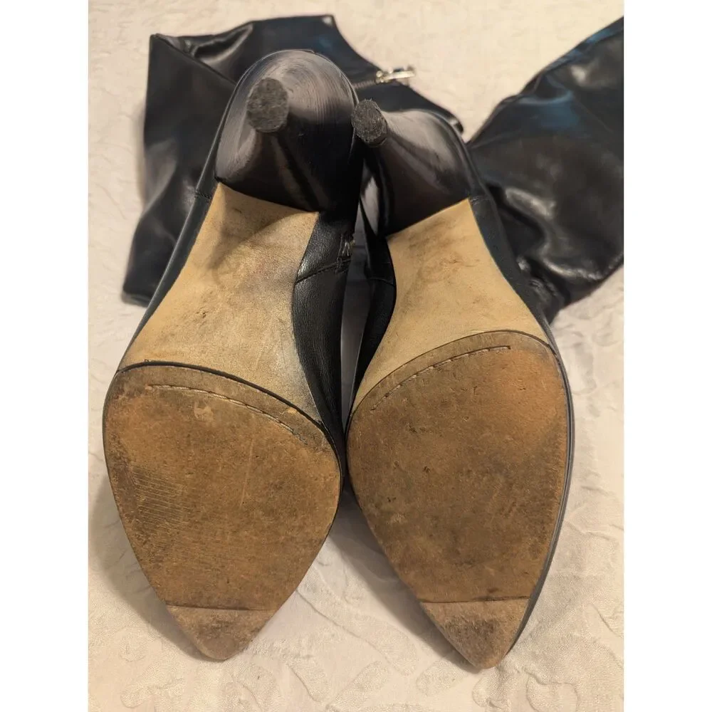 👢 Michael Kors Black Leather Knee High Boots Women’s 8.5M – Pointed Toe - Picture 10 of 10